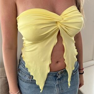 NWT Blue Blush Yellow Cut Out Tube Top